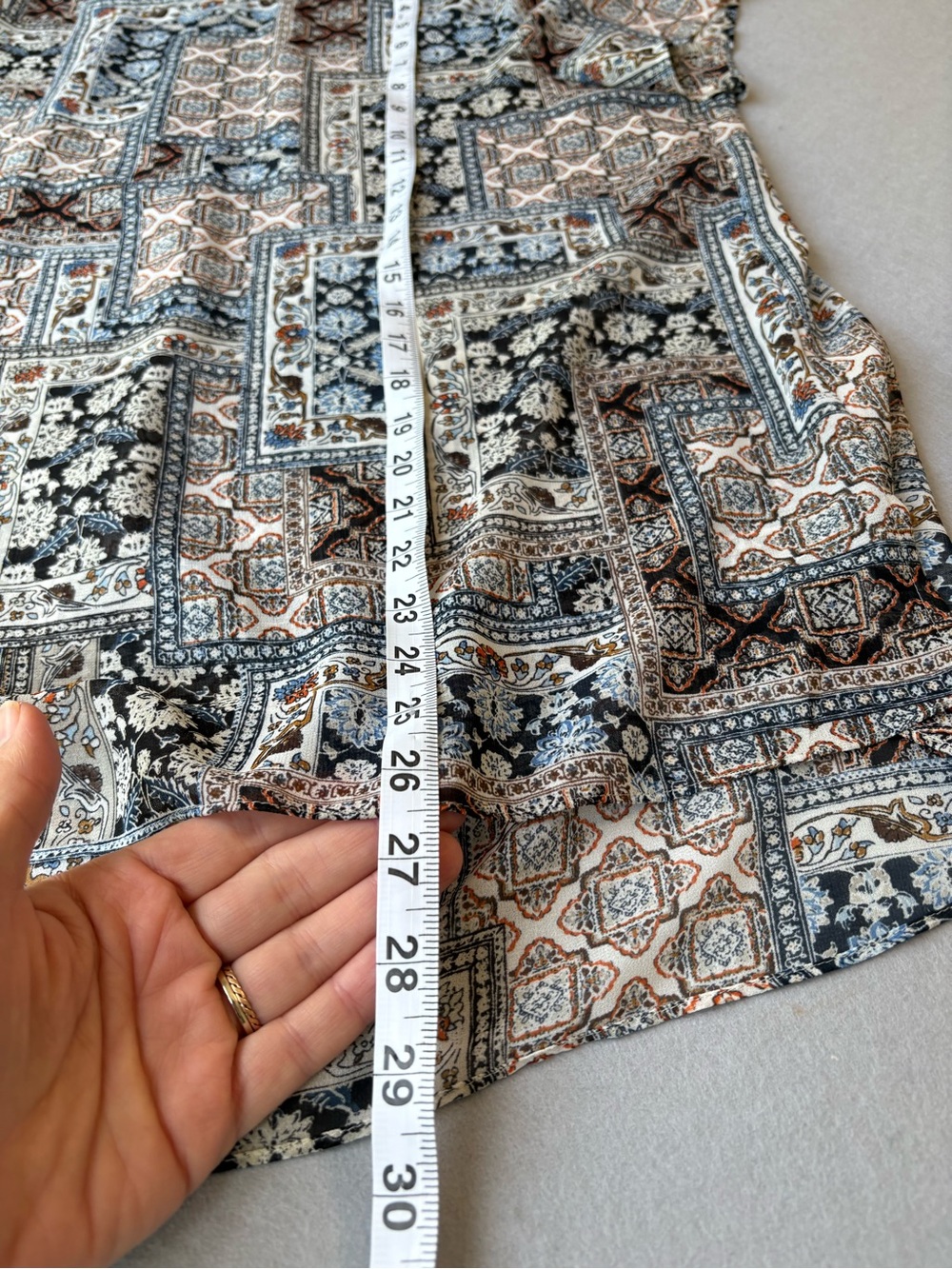J. Jill Floral Mosaic Sheer Short-Sleeve Patchwork Print Shirt sz L - Picture 4 of 9